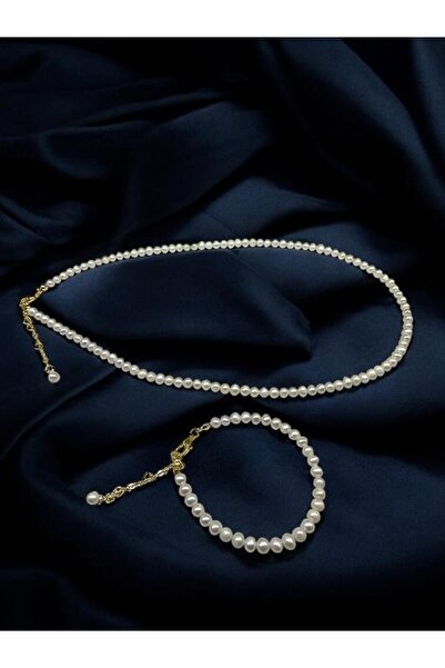 The Magıc of Healıng Gerçek İnci Kolye Bileklik Set (Pirinç Kaplama)