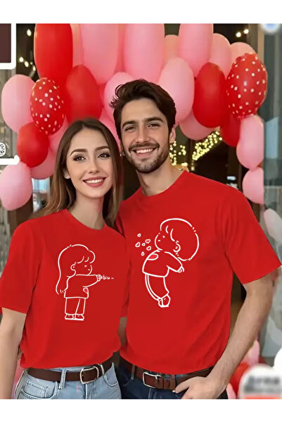 Ciel Lune Lover Matching T-Shirts Pair - Heart Detailed Cute Drawing Printed ...
