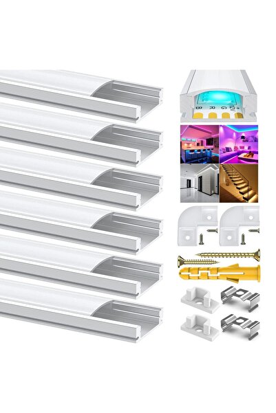 OEM Profil extrudat din aluminiu în formă de U pentru benzi LED, 6 x 1m