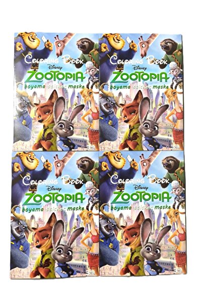 şahane parti كتاب تلوين زوتوبيا 4 قطع (تلوين، ملصقات، قناع للغطاء الخلفي)