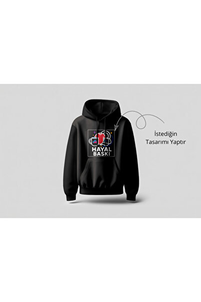 Kişiye Özel İsim Baskılı Kapüşonlu Hoodie - Özel Baskılı Sweatshirt Kendin Tasarla Unisex