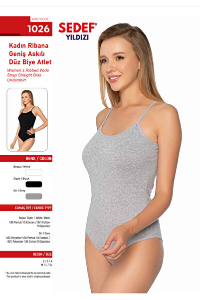 BENALİ (12 Pieces) Cotton Ribbed Thin Strap Body Tank Top with Hooks