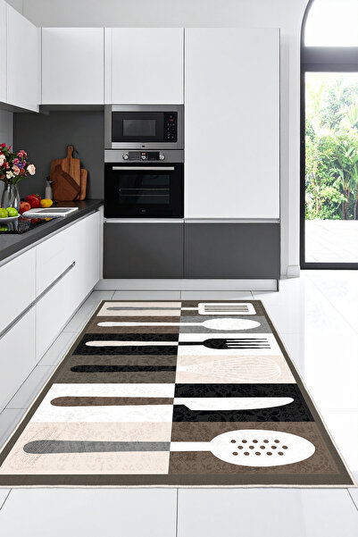 Fiesta Home Modern Mutfak Temalı Çatal Bıçak Figürlü Yeni Nesil Yıkanabilir M...