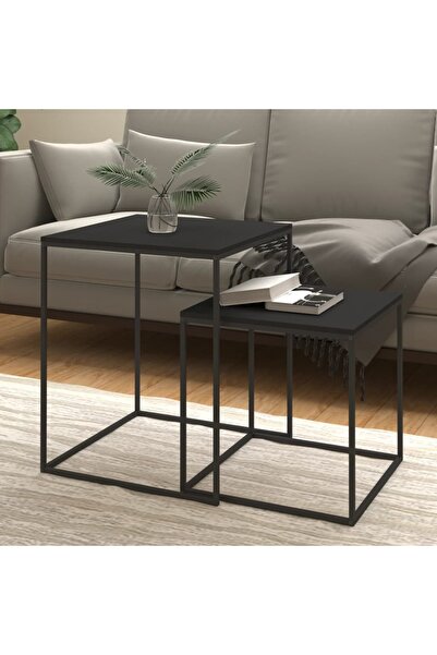 Concept Σετ τραπεζάκι σαλονιού, 2 τεμάχια, από επεξεργασμένο ξύλο και μέταλλο