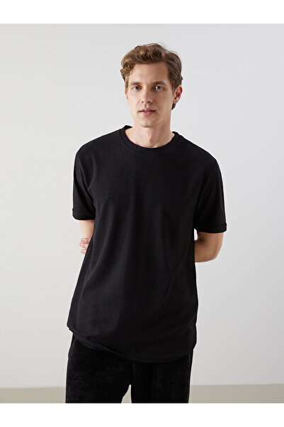 LC Waikiki Tricou texturat pentru bărbați cu mânecă scurtă cu decolteu