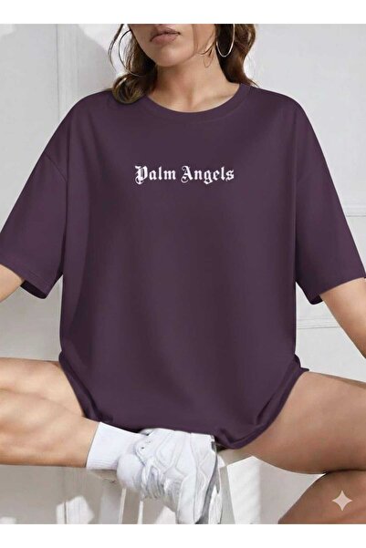 New Shine Tricou unisex mov cu imprimeu Palm Angels
