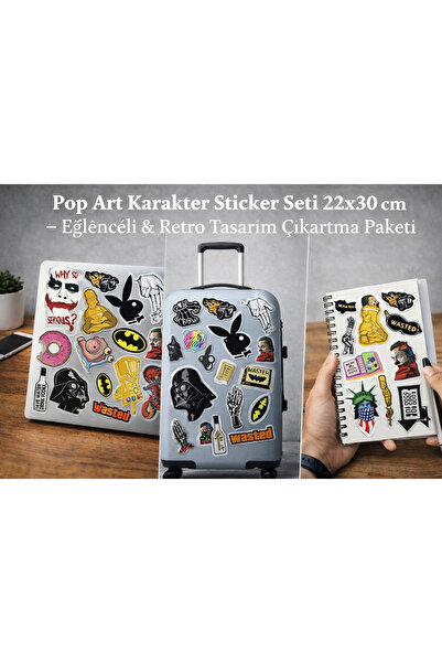 Limitless Design Pop Art Karakter Sticker Seti 22x30 cm – Eğlenceli & Retro T...