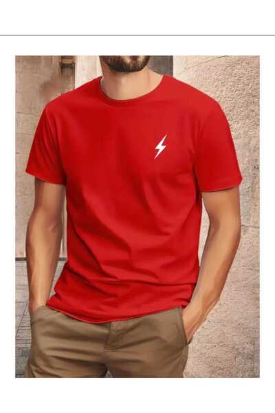 New Shine Tricou unisex roșu cu imprimeu fulger