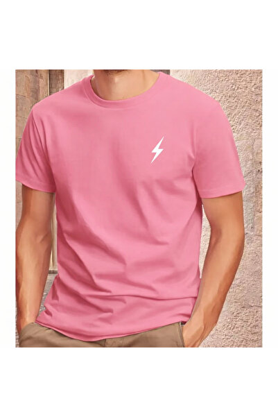 New Shine Μπλουζάκι Unisex σε ροζ χρώμα με στάμπα κεραυνού