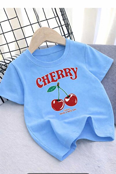 New Shine Cherry Cherry Printed Baby Blue Unisex T-Shirt