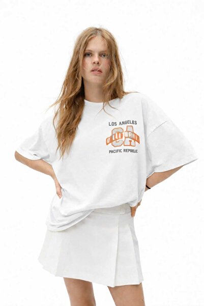 New Shine Λος Άντζελες Καλιφόρνια Τυπωμένο Unisex Λευκό T-Shirt