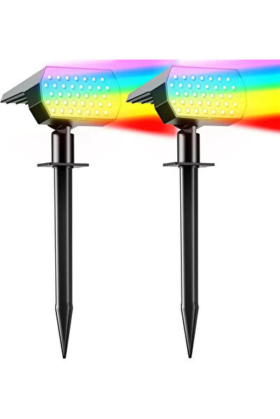 Choice1 RGBx2 ‌74 LED Solar Spot Lights Outdoor, 3 Colors IP65 Waterproof, 2-...