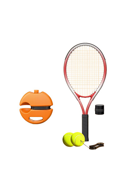 ETG مجموعة تدريب التنس المتكاملة - مضرب واحد، كرتان، قاعدة قابلة للتعبئة، حقي...