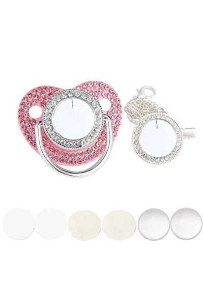 Choice12 حامل لهاية فارغ من الزركون الوردي الفضي، هدية لحفل استقبال المولود ا...