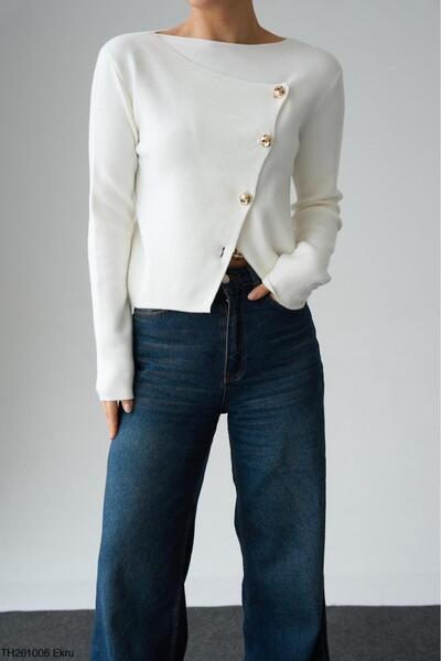 CADDELAMODA Women's Asymmetrical Cardigan-Look Premium Sweater