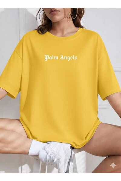 New Shine Palm Angels Printed Yellow Unisex T-Shirt