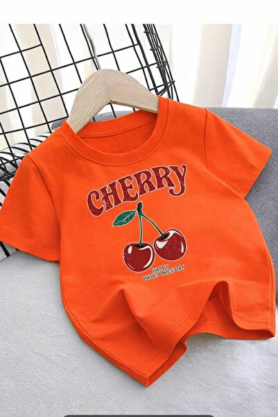 New Shine Μπλουζάκι Unisex με στάμπα Cherry Kiraz σε πορτοκαλί χρώμα