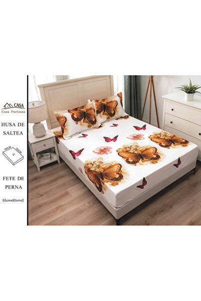 FIONNA.RO Duvet Cover 180x200cm - White With Orange Butterflies