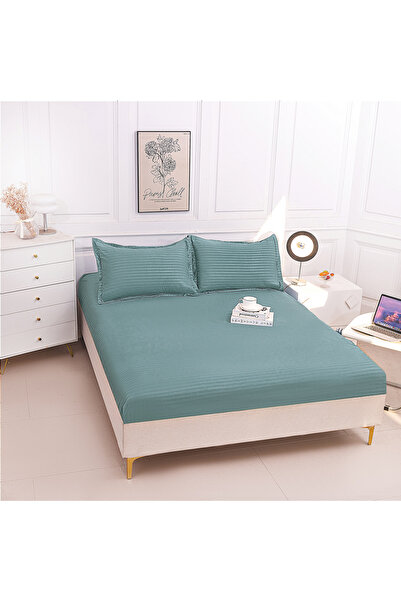 FIONNA.RO Thin Satin Damask Duvet Cover 180x200cm - Navy Blue