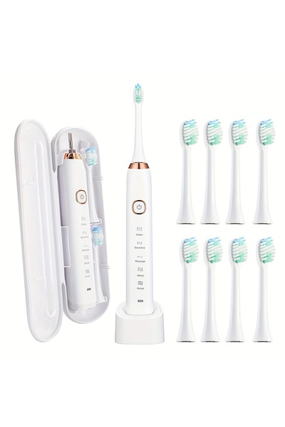 Choice3 فرشاة أسنان كهربائية بيضاء قابلة لإعادة الشحن عبر منفذ USB، فرشاة أسن...