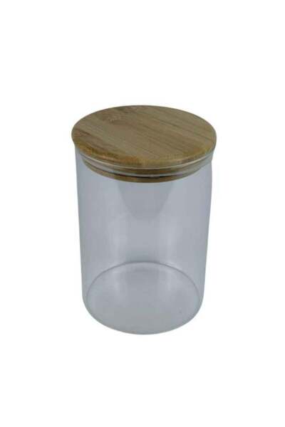 Generic Transparent Glass Jar with Wooden Lid