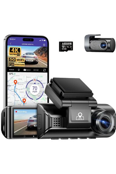 Generic كاميرا القيادة AZDOME M550 Pro 4K أمامية وخلفية، مع بطاقة 64GB مجانية...