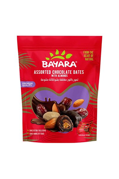 Bayara علبة فاخرة من التمر المغطى بالشوكولاتة واللوز - وصف المنتج