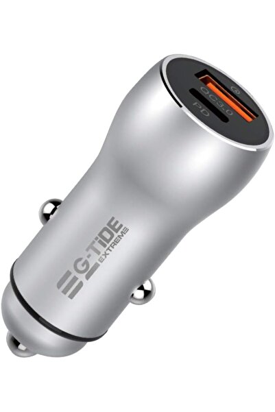 Generic شاحن سيارة CC107 كوالكوم للشحن السريع QC3.0+PD فضي