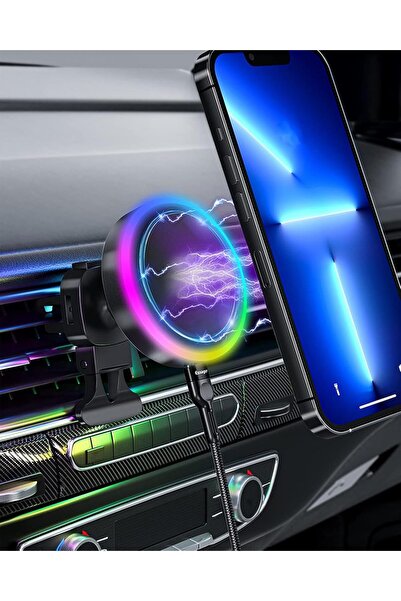 Generic شاحن سيارة لاسلكي من إكسفور بقوة 15 واط [بدون تسخين]، حامل هاتف مغناط...