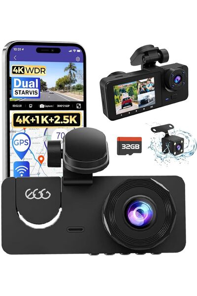 Generic EGG 3 Channel Dash Cam,4K+1080P Dash Cam Front and Rear Inside, Dash ...