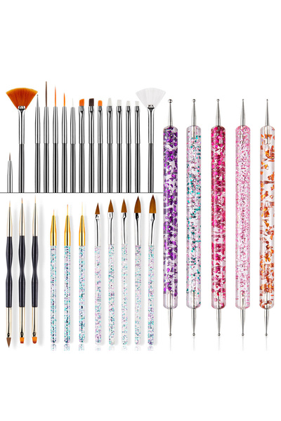 Choice1 مجموعة فرش تزيين الأظافر (31 قطعة)، قلم علاج ضوئي ملون، قلم حفر مزدوج...