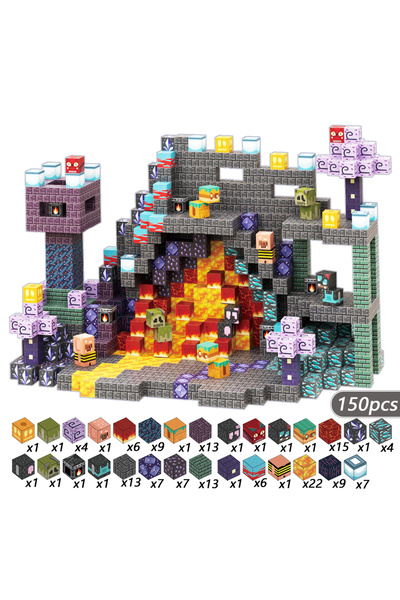 Choice3 مجموعة مكعبات بناء مغناطيسية من 150 قطعة، مستوحاة من عالم المناجم وال...