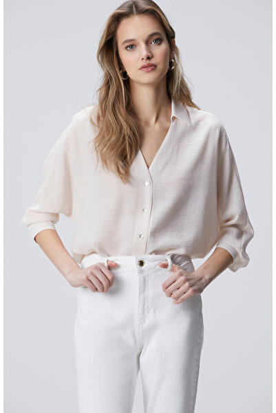 Network Toz Pembe Crinkle Efektli Truvakar Kol Gömlek