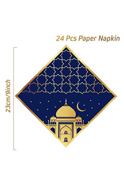 Choice1 16pcs napkin Blue Gold Eid Mubarak Ramadan Moon Festival Muslim Party...
