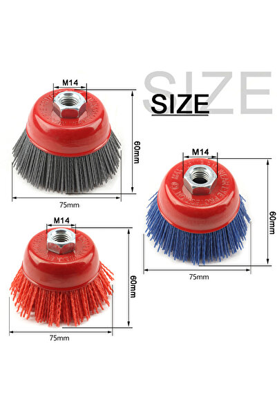 Choice6 3 قطع من فرشاة M14 SI FANG ذات شعيرات نايلون كاشطة بطول 75 مم لإزالة ...