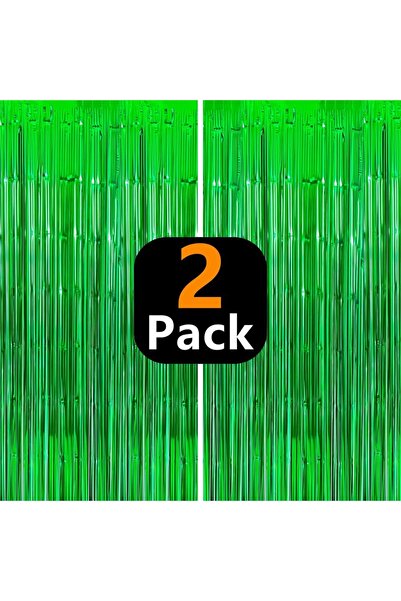 Choice1 قطعتان من ستائر المطر الخضراء المزينة بشرابات، مناسبة لحفلات عيد القد...