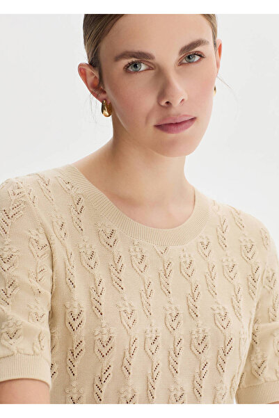 Knitss Bej Organik Pamuk Triko Üst