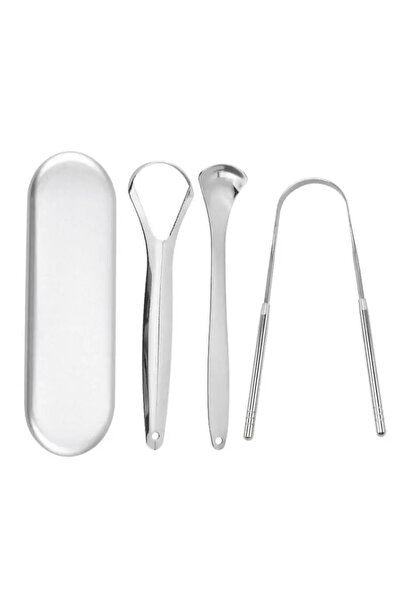 Choice5 3 قطع فضية فاخرة، مكشطة لسان معدنية من قطعة واحدة/3 قطع، منظف لسان لل...