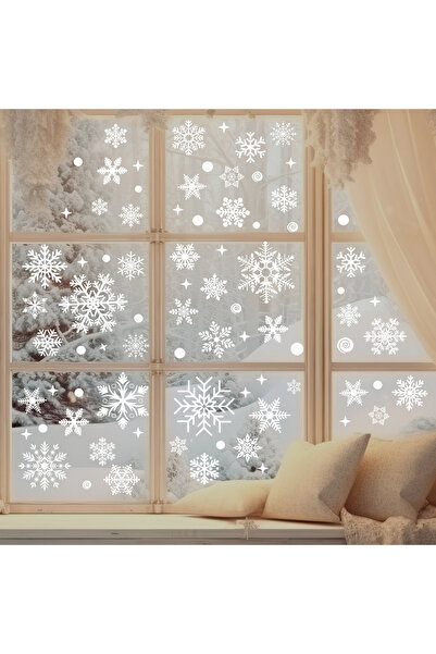 Choice3 137 قطعة من رقاقات الثلج لعيد الميلاد، ملصقات ثابتة للنوافذ، لوازم حف...