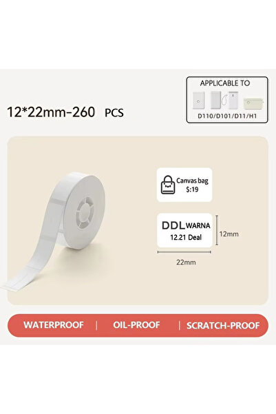 Choice4 لفة واحدة من ملصقات Niimbot D110 مقاس 12×22 مم، بيضاء اللون، مقاومة ل...