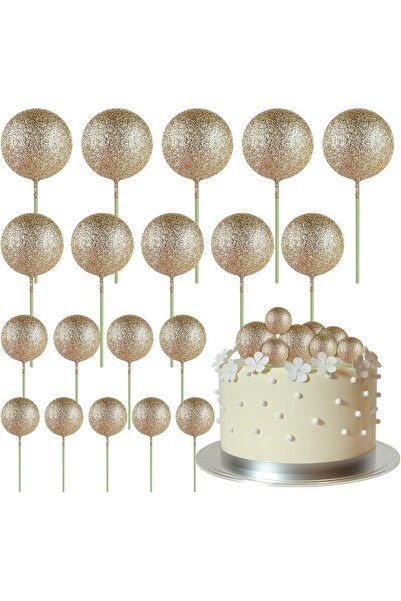 Choice19 مجموعة تزيين الكيك بالكرات اللامعة بنكهة الشمبانيا، ٢٠ قطعة، كرات صغ...