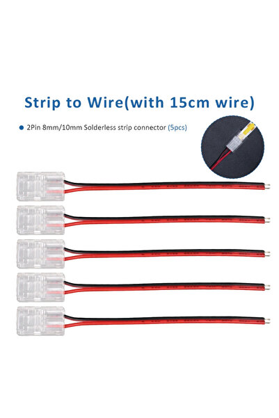 Choice15 2P 10mm Strip to wire 15cm 2 Pin 8mm 10mm LED Strips Connector Strip...