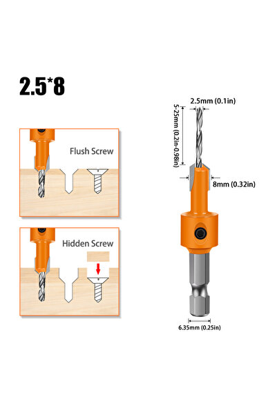 Choice4 2.5X8mm 1-5PCS 8mm Shank HSS Woodworking Countersink Router Bit Screw...
