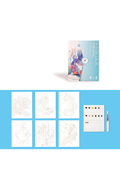 Choice3 Blue 6 creative watercolor painting sets, including watercolor paper ...