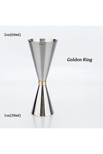 Choice11 كوب قياس مزدوج من الفولاذ المقاوم للصدأ بحلقة فضية لتحضير الكوكتيلات...
