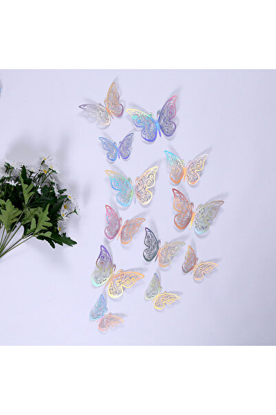 Choice14 12 قطعة من زينة الكيك على شكل فراشة باللون الذهبي الوردي، طراز A، من...