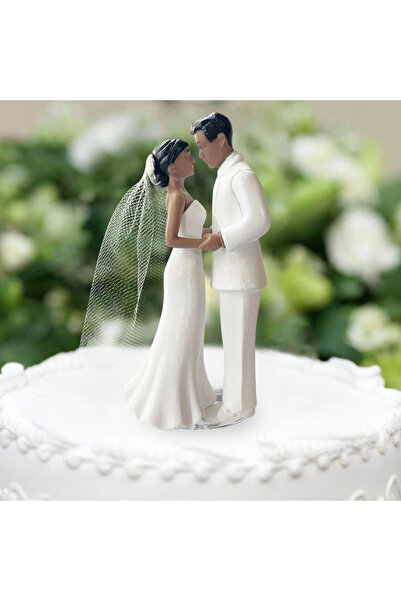 Choice1 غطاء بلاستيكي أنيق لكعكة الزفاف للعروسين من style2 مع حجاب شبكي أبيض ...