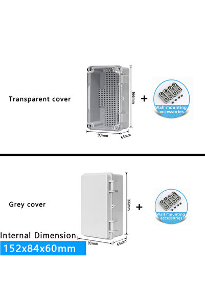 Choice17 Gray Cover 166x93x65mm IP66 Outdoor Waterproof ABS Gray/Transparent ...
