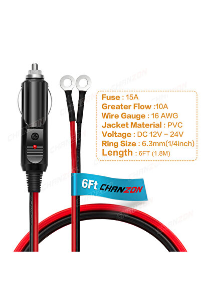 choice2 Type-C-6FT-10A 3FT 6FT 12FT Cigarette Lighter Extension Cord 16AWG/18...