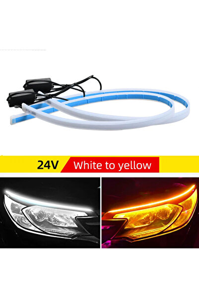 Choice9 60cm 2pcs White to Yellow 24V Truck Daytime Running Lights LED Turn S...